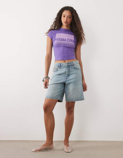 ASOS DESIGN – Lila, krympt t-shirt med ombrefärgat 'Havana Cuba'-tryck, 2 av 4
