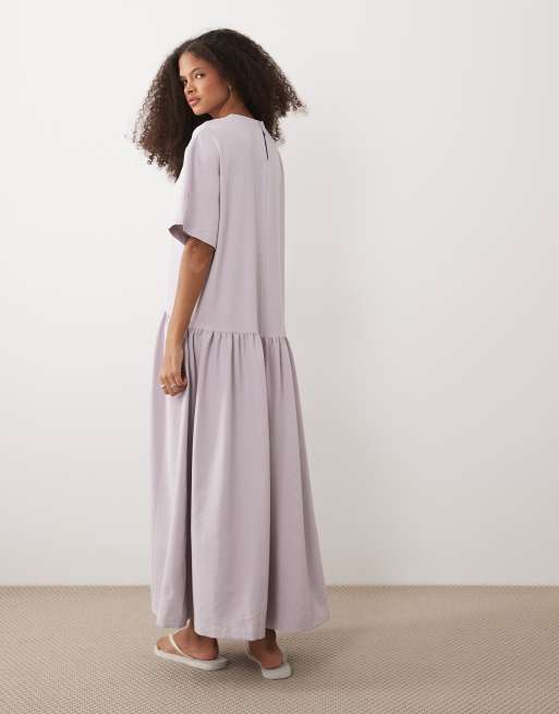 ASOS DESIGN – Lila midiklänning i t-shirtmodell med sänkt midja, 2 av 4