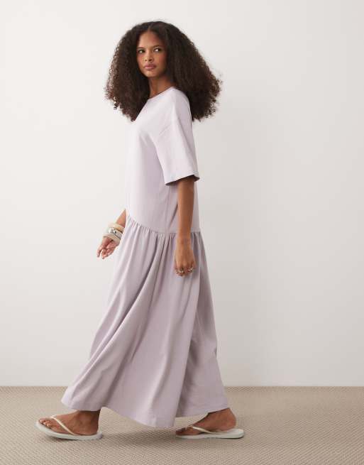 ASOS DESIGN – Lila midiklänning i t-shirtmodell med sänkt midja, 4 av 4