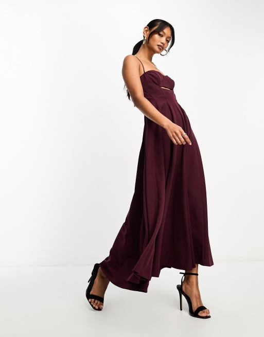 ASOS DESIGN – Lila midiklänning med strukturerad korsett och vid kjol, 4 av 4