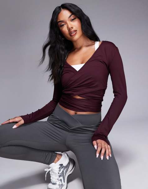 ASOS DESIGN – Lila omlott-topp i ballerinastil och polyamid - view 1