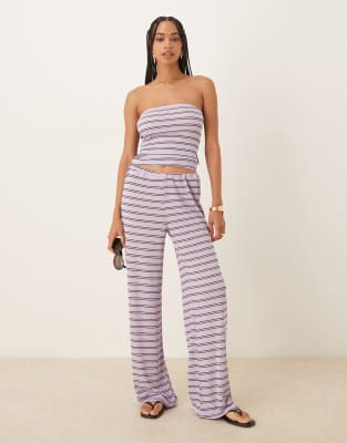 ASOS DESIGN – Lila, randiga byxor, del av set - view 1