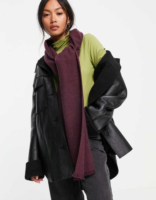 ASOS DESIGN – Lila scarf med råa kanter - PURPLE, 4 av 4
