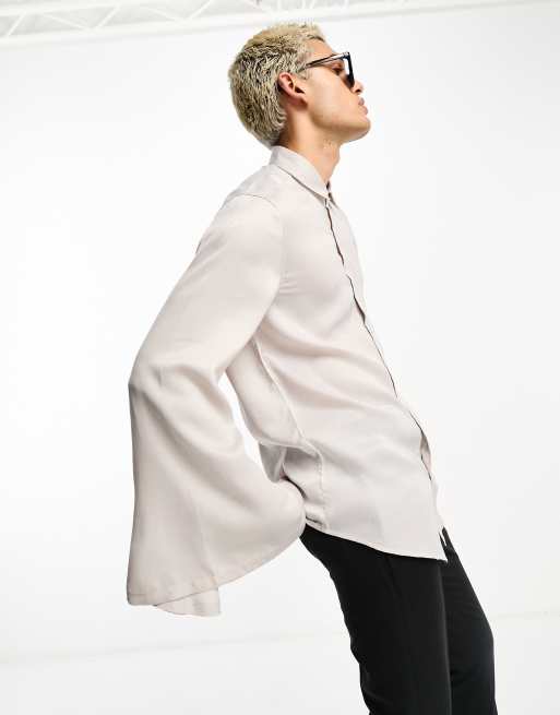 ASOS DESIGN – Lila skjorta med avslappnad passform och stora klockärmar 