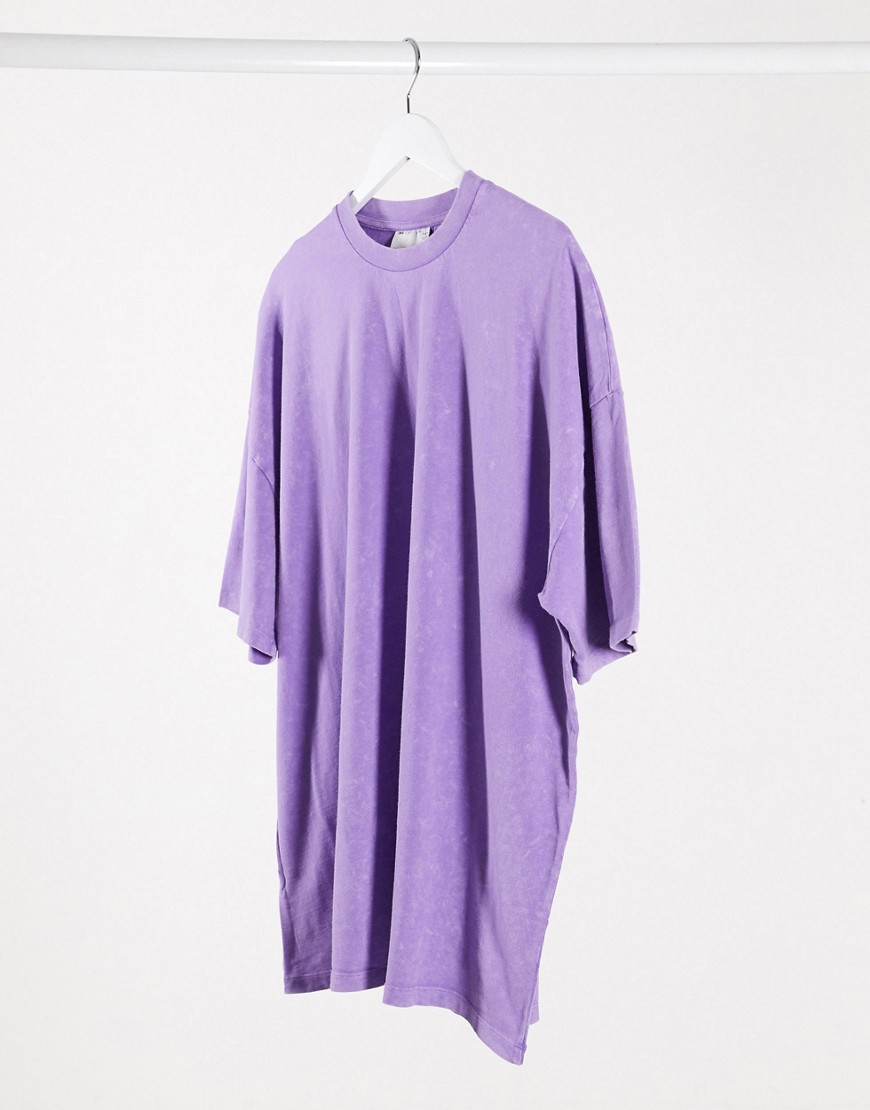 ASOS DESIGN – Lila, stentvättad t-shirtklänning i minilängd och oversize-modell