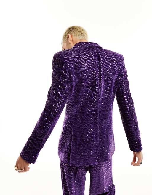 ASOS DESIGN – Lila, supersmal sammetskavaj med paljetter, del av kostym, 4 av 5