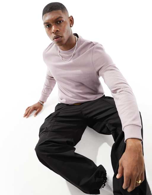 ASOS DESIGN – Lila sweatshirt med tvättad finish
