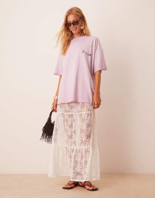 ASOS DESIGN – Lila t-shirt i boyfriend-modell med blomtryck baktill, 4 av 4