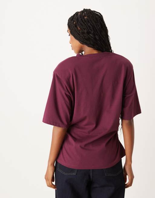 ASOS DESIGN – Lila t-shirt med axelvaddar och indragen midja, 4 av 4