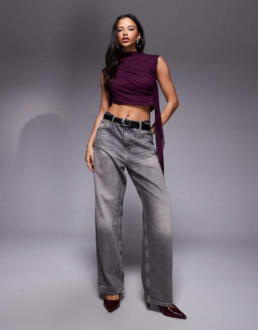 ASOS DESIGN – Lila topp i mesh med draperad scarfdetalj och hög ringning, 3 av 4