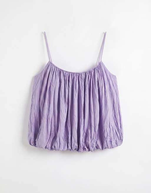 ASOS DESIGN – Lila topp med ballongfåll och smala axelband, 6 av 8
