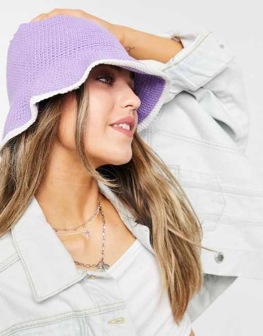 ASOS DESIGN – Lila virkad solhatt, 2 av 4