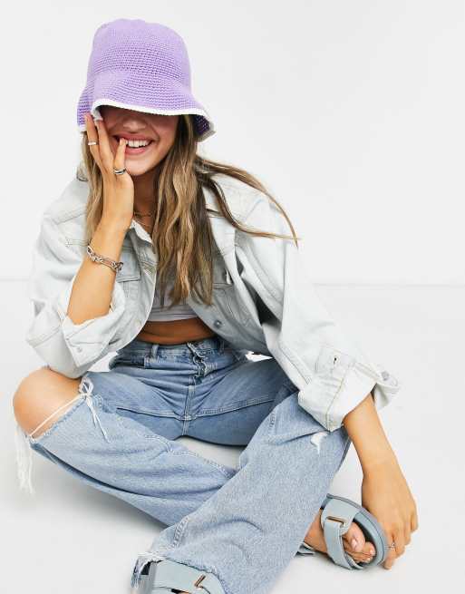 ASOS DESIGN – Lila virkad solhatt, 4 av 4