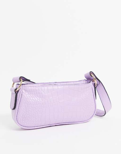 ASOS DESIGN lilac croc effect 90s shoulder bag