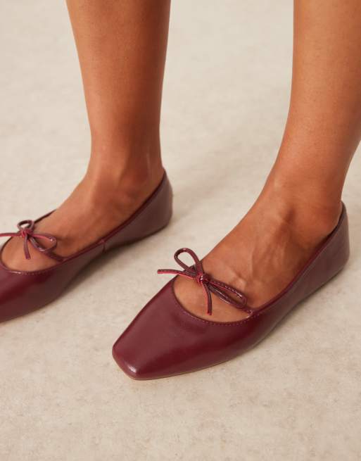 ASOS DESIGN Lilah bow detail mary jane ballet flats in burgundy