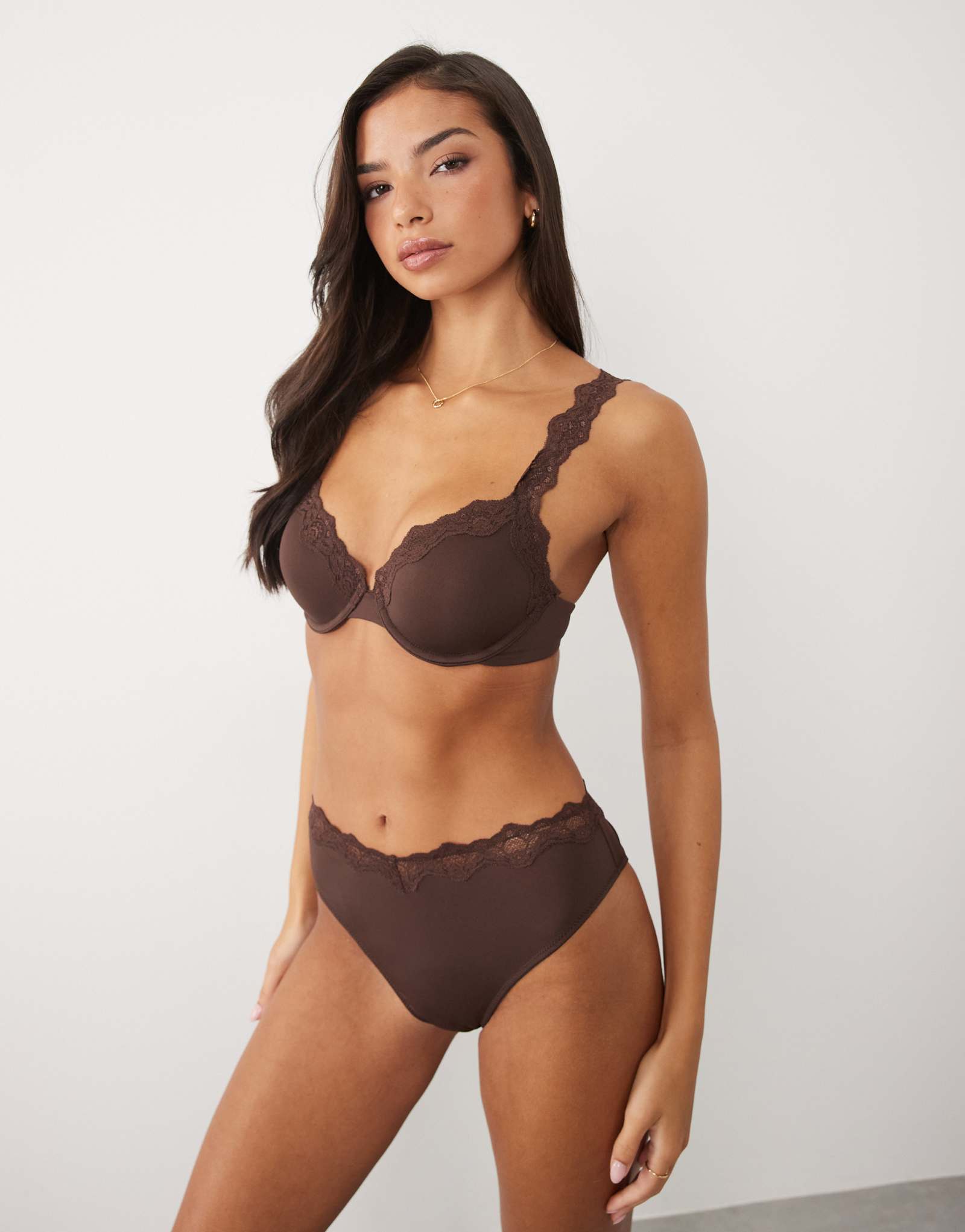 Женский бюстгальтер ASOS Design Lilah с косточкой, коричневый