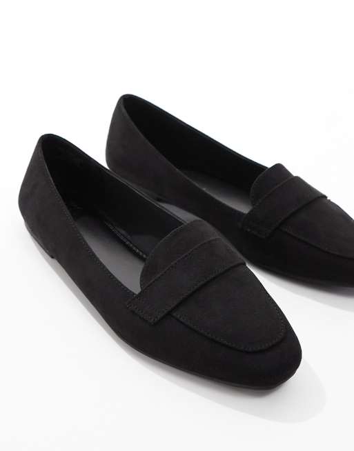 ASOS DESIGN – Lilie – Loafer-Ballerinas aus Wildlederimitat in Schwarz, 2 von 4