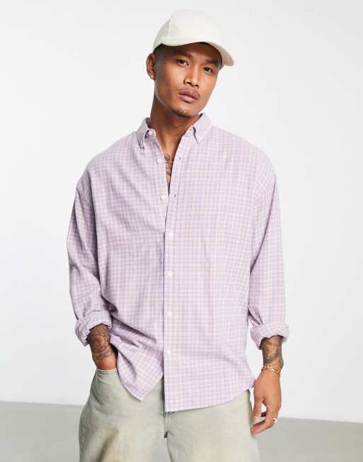 ASOS DESIGN – Liliowa koszula oversize o kroju dad w kratę w stylu lat 90.