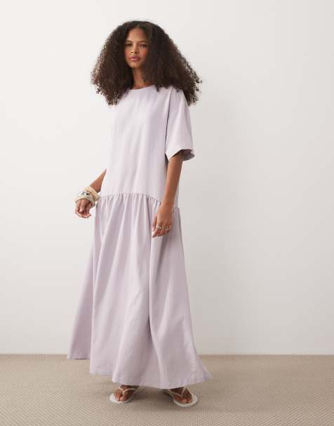 ASOS DESIGN – Liliowa sukienka t-shirtowa midi z obniżoną talią - view 1