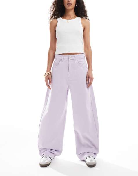 ASOS DESIGN – Liliowe baryłkowe jeansy z wysokim stanem - view 1