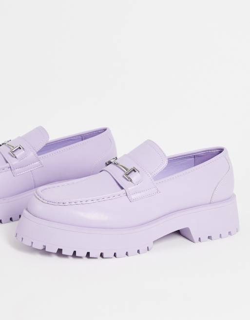 ASOS DESIGN – Liliowe loafersy na grubej podeszwie z bieżnikiem