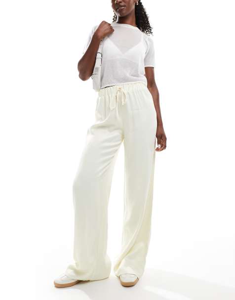 ASOS DESIGN – Liliowe satynowe spodnie z szerokimi nogawkami - view 1