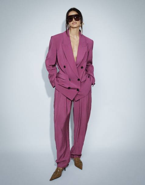ASOS DESIGN - Lilla blødt skræddersyet dobbeltradet jakkesæt - view 1