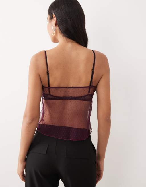 ASOS DESIGN - Lilla cami-top i dobby-mesh med blondekant, 3 af 4