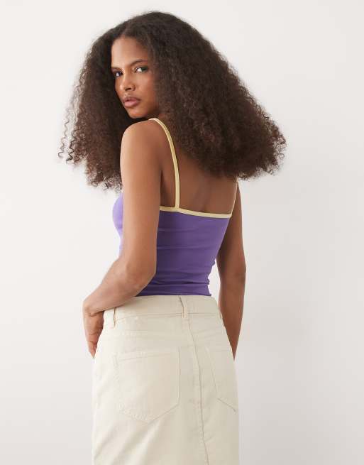 ASOS DESIGN - Lilla cami-top med stropper i kontrastfarve og Paraguay-broderi, 2 af 4