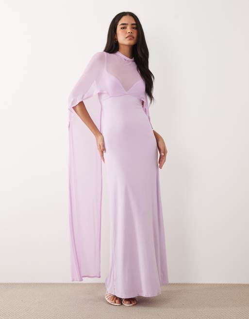 ASOS DESIGN - Lilla maxikjole med overdreven kappedetalje, 3 af 4