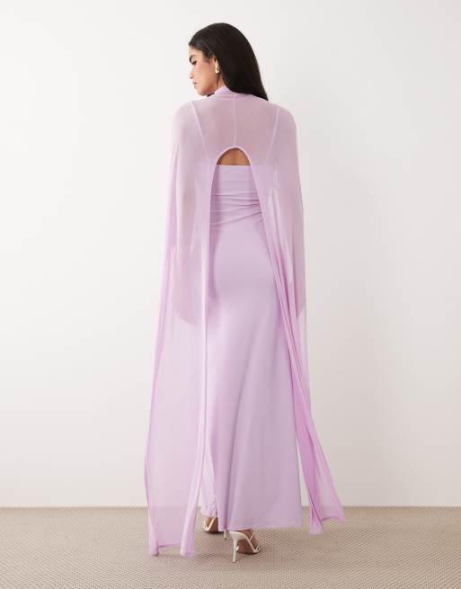 ASOS DESIGN - Lilla maxikjole med overdreven kappedetalje, 4 af 4