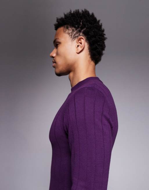 ASOS DESIGN - Lilla ribstrikket tætsiddende langærmet T-shirt, 4 af 5