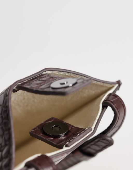 ASOS DESIGN - Lille brun crossbody-taske i imiteret krokodilleskind, 3 af 4