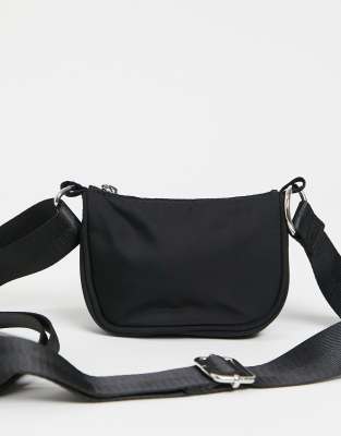 ASOS DESIGN - Lille crossbody-taske i sort nylon i 90'er-stil