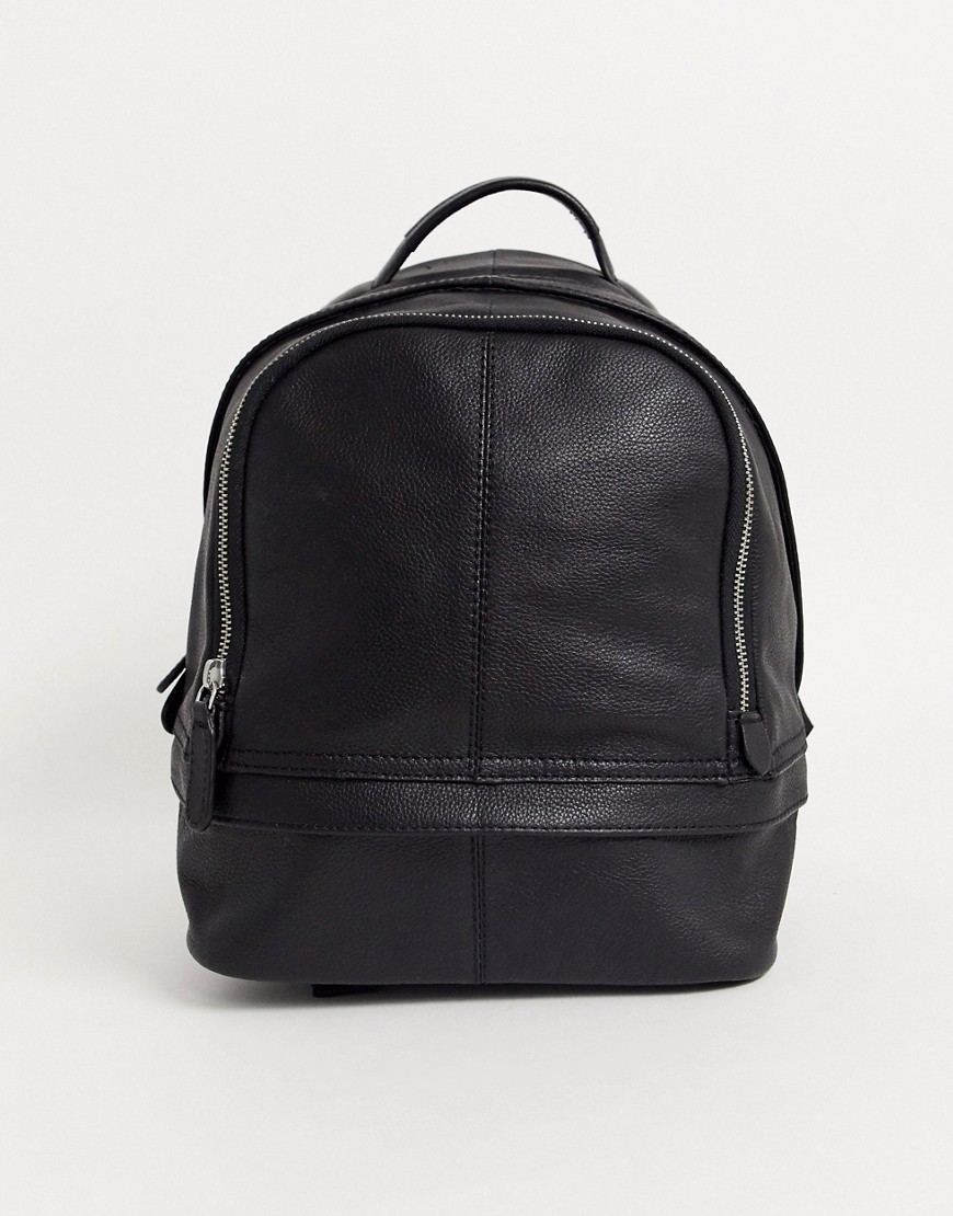 ASOS DESIGN - lille harvard-rygsæk i sort læder