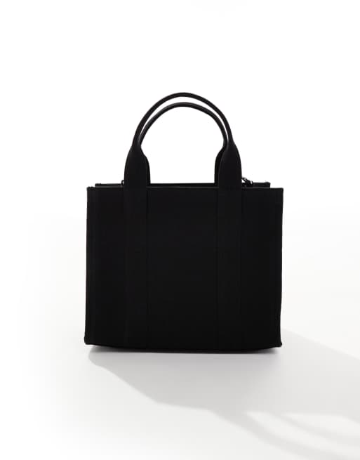 ASOS DESIGN - Lille og sort tote med struktur i kanvas, 4 af 4