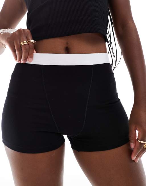 ASOS DESIGN - Lillie - Confezione da 2 paia di boxer a vita alta nero e grigio, 4 di 4