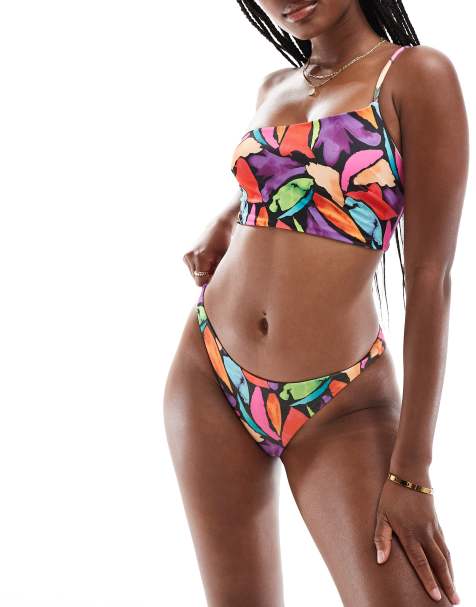 ASOS DESIGN – Lillie – Flerfärgad, abstrakt mönstrad bikini - view 1