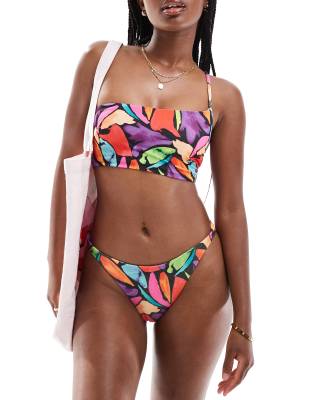 Asos Design Lillie High Leg Hipster Bikini Bottom In Multi