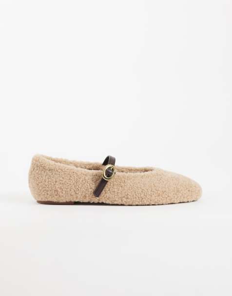 ASOS DESIGN Lillie Mary-Jane-Ballerinas in Borg - view 1
