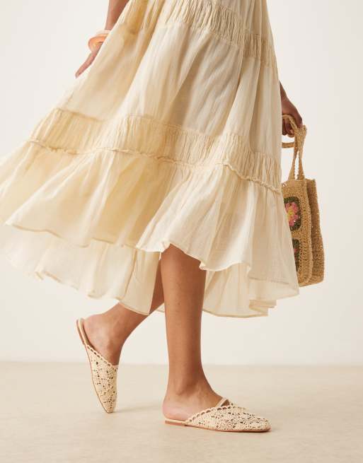 ASOS DESIGN - Lilo - Sabot stile ballerine ricamati color panna, 3 di 4
