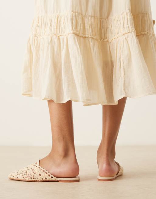 ASOS DESIGN - Lilo - Sabot stile ballerine ricamati color panna, 4 di 4