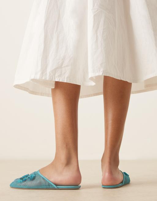 ASOS DESIGN – Lilyana – Blå, utsmyckade tofflor i mesh med ballerinastil, 2 av 4