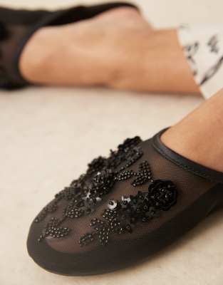 Asos Design Lilyana Embellished Mule Ballet Flats