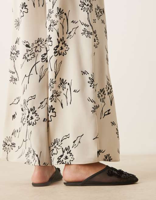 ASOS DESIGN Lilyana embellished mule ballet flats in black mesh