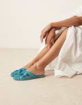 [ASOS DESIGN] ASOS DESIGN Lilyana embellished mule ballets in blue mesh 36 BRIGHT BLUE MESH