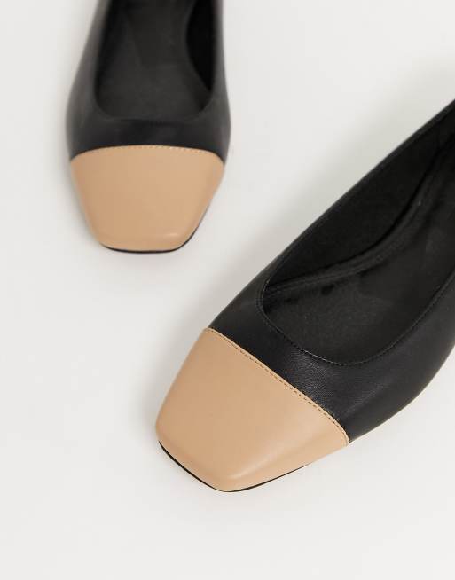 Tan and black on sale cap toe flats