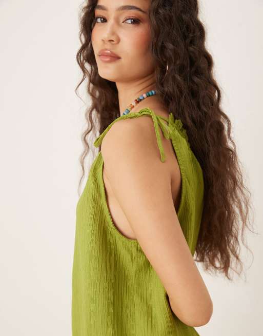ASOS DESIGN - Limegrøn oneshoulder-top - Del af sæt, 3 af 4
