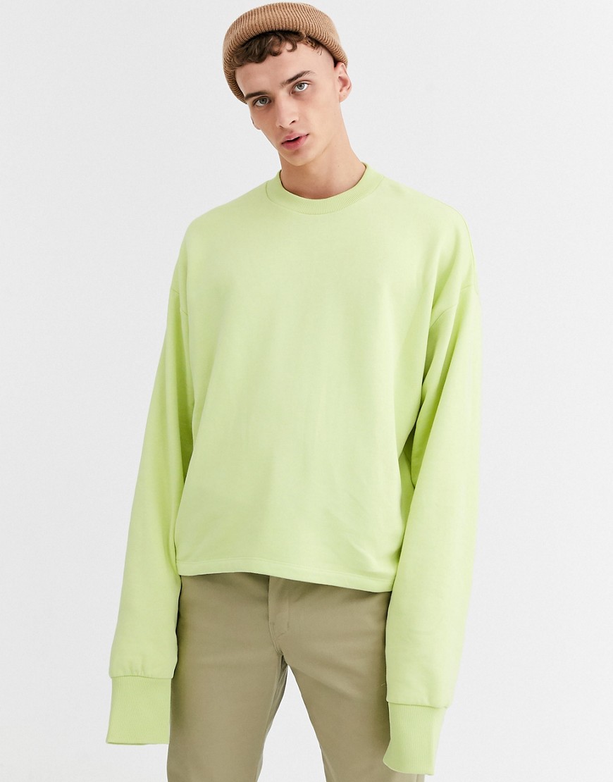 ASOS DESIGN — Limegrøn oversized kort sweatshirt med store ærmer