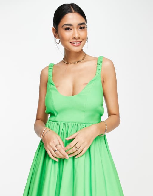 ASOS DESIGN – Limegrön kort balkänning med ryschade axelband, 3 av 4